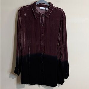 Soft Surroundings Velvet Chocolate Brown  and Black ombré tunic button down
